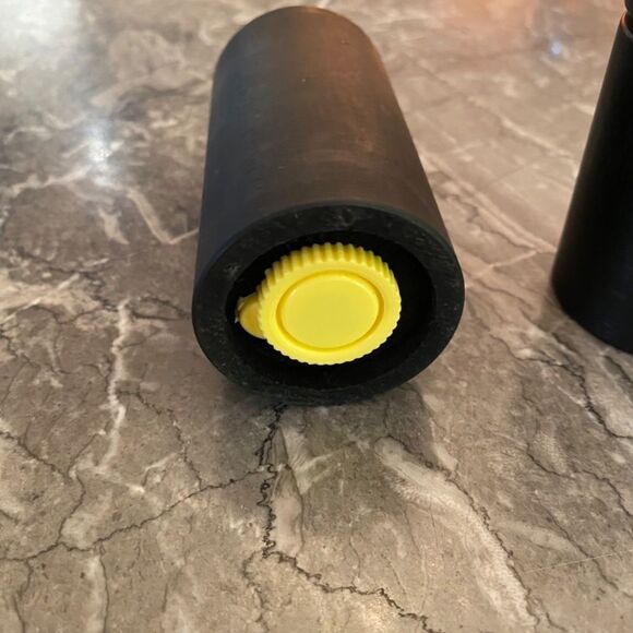 Vintage Danish Modern Salt Shaker and Pepper Grinder Black Wood Cylinders - Picture 3 of 11